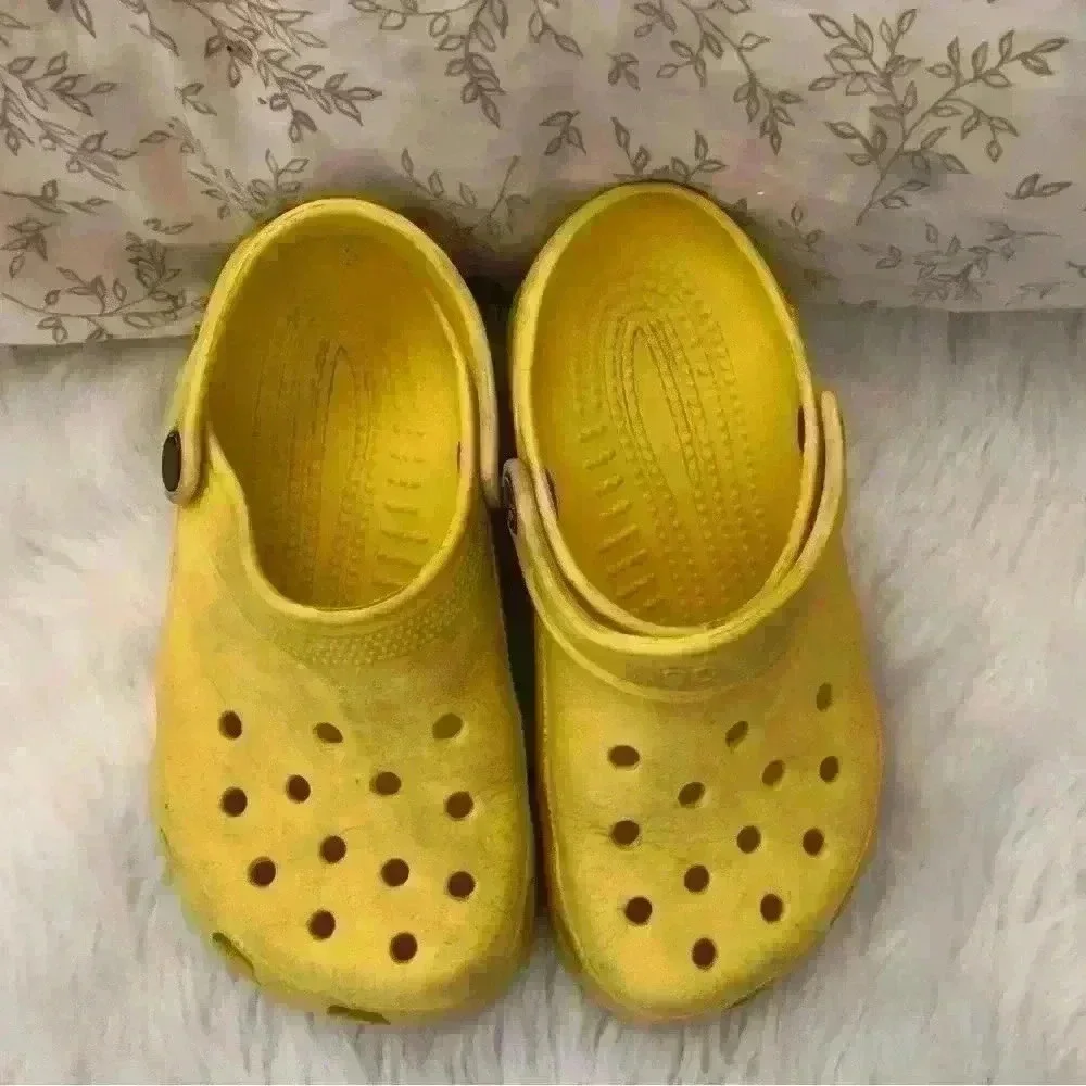 CROCS yellow basic slipons Youth 1-3